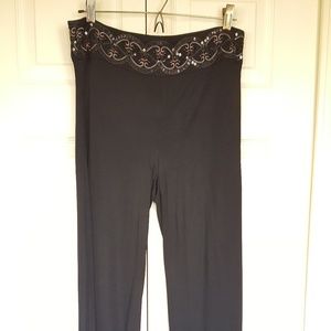 Ferre Jeans Black Flowy Sequined Dress Pants NWOT